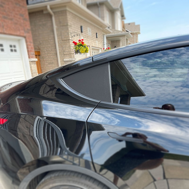 Tesla Rear Corner Window Carbon Fiber Decal